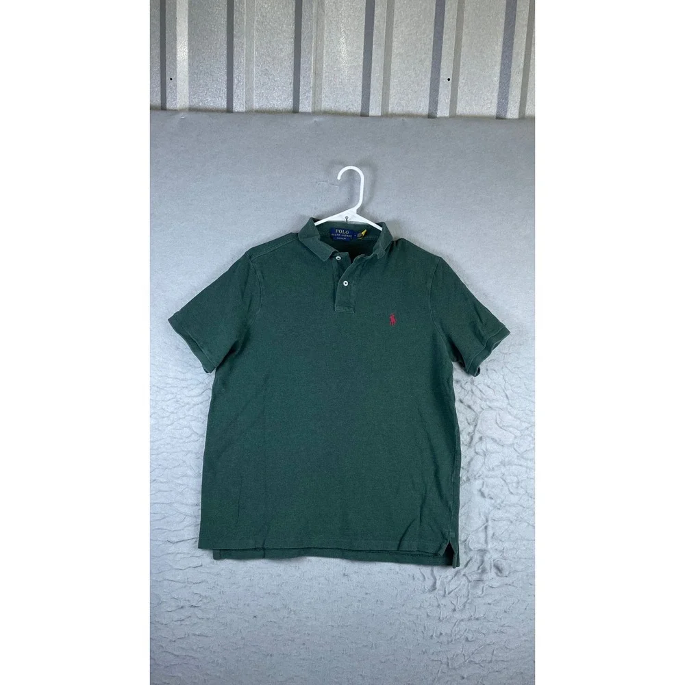 Polo Ralph Lauren Polo Shirt Mens Medium Green Excellent Classic Fit Pique